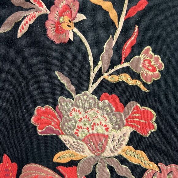 Soft Surroundings Straight Leg Ankle Floral Pull On Pants Size PM Black - Picture 6 of 11